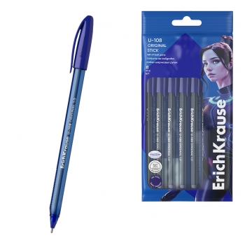 Набор из 8 ручек шариковых ErichKrause U-108 Stick Original 1.0, Ultra Glide Technology, цвет чернил синий (в пакете) ар