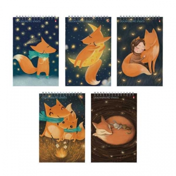 Блокнот А5 40л на гребне Волшебные лисы в клетку, ассорти 5 видов арт.3-40-248