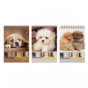 Блокнот А6 40л на гребне Собаки в клетку, ассорти 5 видов арт.3-40-297