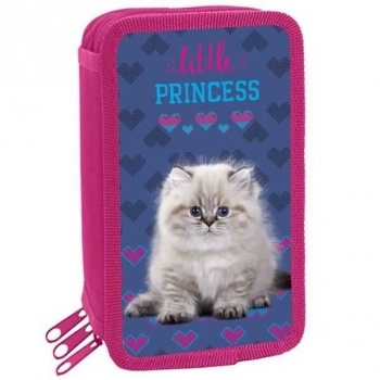 Пенал ткань 3-отдел. 190х110 арт.ПКТ 12-20 Котенок в сердечках