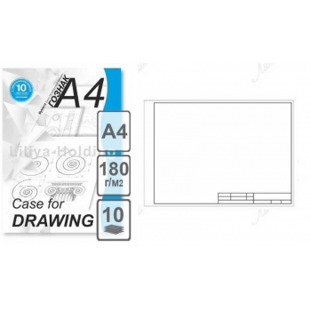 Папка для черчения А4 10л., школьная, с гор. рамкой 180 г/м2 арт.ПЧ4 ШГр/10