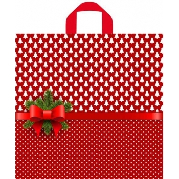 Мешок  новогодний 42х44см ПВД 70мкм с петлевой ручкой, Елочки-горошки арт.н00148716