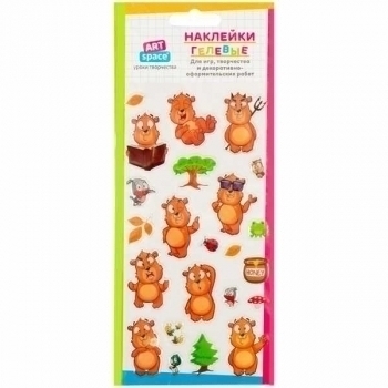 Наклейки гелевые ArtSpace 10*19 см Медвежонок многоразовые, пакет с е/п арт.261113
