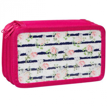 Пенал л/т 3-отдел. средний 190*110, Roses, ламинация арт.30П25-3_ПК12_25496