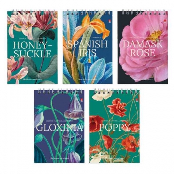 Блокнот А6 40л на гребне Цветы. Паттерн в клетку, ассорти 5 видов арт.3-40-252