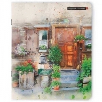 Тетрадь 48л в клетку Альт Европейский дворик, ассорти 5 видов арт.7-48-1057