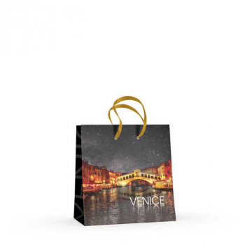 Пакет подарочный 16,5х16,5х9,2см бумажный,  Венеция, матовая ламинация арт.2-136/05 Пакет подарочный 16,5х16,5х9,2см бумажный,  Венеция, матовая ламинация арт.2-136/05