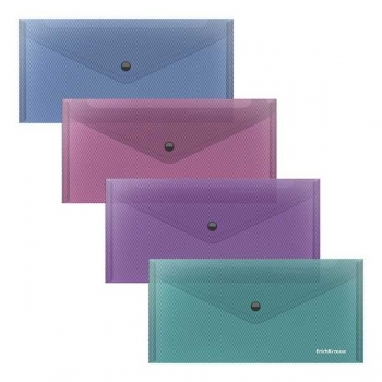 Папка-конверт Travel (255*130*9мм) на кнопке ErichKrause Glossy Vivid полупрозрачная арт.47123 Папка-конверт Travel (255*130*9мм) на кнопке ErichKrause Glossy Vivid полупрозрачная арт.47123