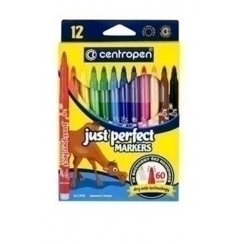 Фломастеры 12 цв. JUST PERFECT (устойчивые к высыханию) в карт.уп. арт.2510 1285