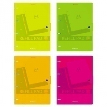 Тетрадь А4 80л на кольцах ErichKrause Neon пластиковая обложка на кнопке, ассорти арт.50654 Тетрадь А4 80л на кольцах ErichKrause Neon пластиковая обложка на кнопке, ассорти арт.50654