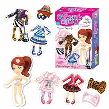 Игра настольная    Русский стиль Одень куклу. Вероника, на липучках, картонная  коробка, 3+  арт.03171
