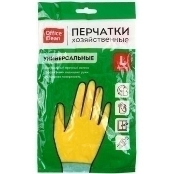 Перчатки хозяйственные латексные, размер М, OfficeClean, желтые арт.248569/Н Перчатки хозяйственные латексные, размер М, OfficeClean, желтые арт.248569/Н