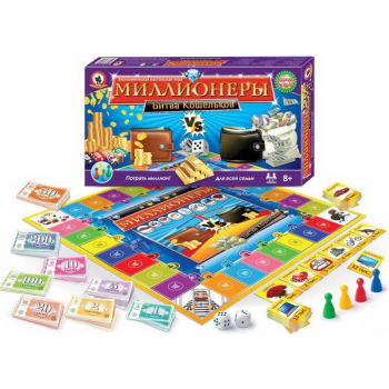 Игра настольная    Русский стиль Экономическая. Миллионеры. Битва кошельков, картонная коробка  арт.03500