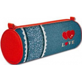 Пенал мягкий Тубус 210*70, стразы арт.ПМО 05-22 Кружево на джинсе