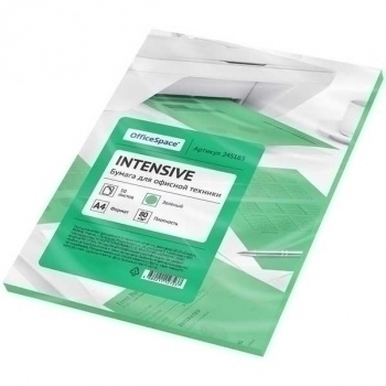 Бумага цв.офисная А4  50 л 80 г/м2 OfficeSpace интенсив зеленый арт.245183