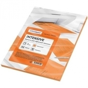 Бумага цв.офисная А4  50 л 80 г/м2 OfficeSpace интенсив оранжевый арт.245184