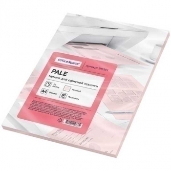 Бумага цв.офисная А4  50 л 80 г/м2 OfficeSpace пастель розовый арт.245191