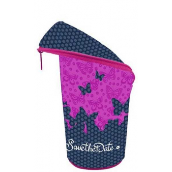 Пенал мягкий Тубус 210*70, уплотненный арт.ПМО 04-20 Бабочки джинс