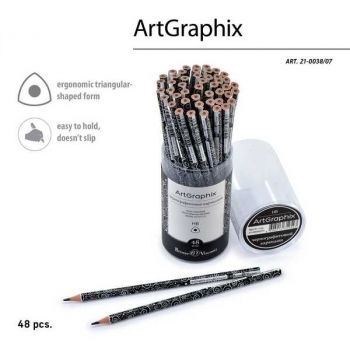 Карандаш Bruno Visconti HB ч/гр. ArtGraphix. Волна, трехгранный, пластик. корпус арт.21-0038/07