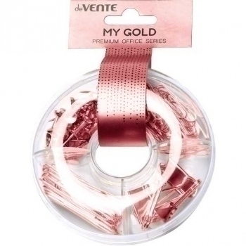 Набор канцелярских принадлежностей deVENTE Gold Rose, скрепки, кнопки, зажимы, 89 предметов, арт. 4133000 Набор канцелярских принадлежностей deVENTE Gold Rose, скрепки, кнопки, зажимы, 89 предметов, арт. 4133000