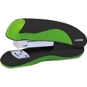 Степлер 10 (12л) deVENTE Monochrome пластик с каучук.вставк, в карт.коробке, черн+зелен, арт. 4142001