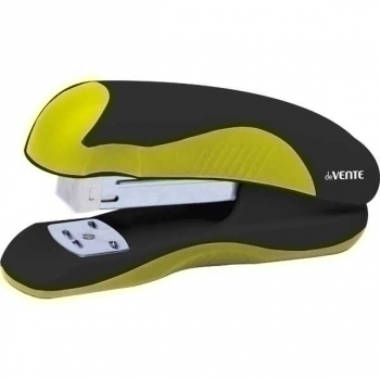 Степлер 24/6, 26/6 (20л) deVENTE Monochrome пластиковый с каучук.вставкой, в картон. коробке, черн+желт, арт. 4142003