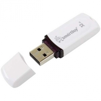 Карта памяти USB (флэш-накопитель) 32Gb Smartbuy Paean USB 2.0 Flash Drive с колпачком, белая арт.SB32GBPN-W