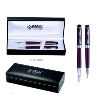 Ручка REGAL 69 набор (шариковая+перьевая) в футляре (серия Andrew), бордовый корпус арт.L-69-206FB