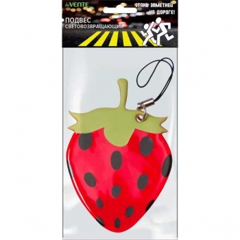 Светоотражающий брелок deVENTE Клубника 80х80 мм, красный, в пласт.пакете с подвесом, арт. 9082907