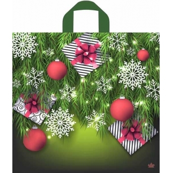 Мешок  новогодний 42х44см ПВД 70мкм с петлевой ручкой, Подарки в елках арт.н00186561