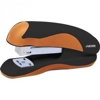 Степлер 10 (12л) deVENTE Monochrome пластик с каучук.вставк, в карт.коробке, черн+оранж, арт. 4142005