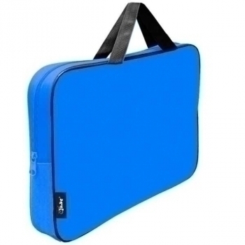 Папка А4 с ручками, на молнии, ткань, с широкой боковиной 350х265х80мм  арт.ПМД 4-42 Ярко-голубой-черный Папка А4 с ручками, на молнии, ткань, с широкой боковиной 350х265х80мм  арт.ПМД 4-42 Ярко-голубой-черный