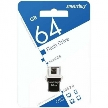 Карта памяти USB (флэш-накопитель) 64Gb Smartbuy OTG POKO USB 2.0 / micro USB Flash Drive черная арт.SB64GBPO-K