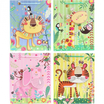 Пакет подарочный 18x23x8 см бумажный deVENTE Jungle, блестки, объемные детали, 210 г/м2, арт. 9041008 Пакет подарочный 18x23x8 см бумажный deVENTE Jungle, блестки, объемные детали, 210 г/м2, арт. 9041008