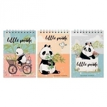 Блокнот А6 40л на гребне Удивительные панды в клетку, ассорти арт.3-40-548
