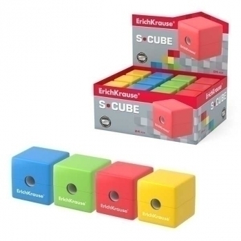 Точилка пластиковая ErichKrause на одно отверстие S-Cube, с контейнером арт.50141
