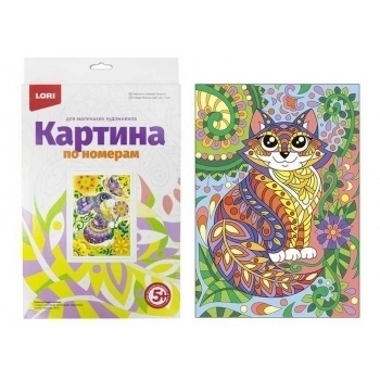 Набор для рисования по номерам, картина 20х28,5 см для малышей Котик арт.Ркн-012