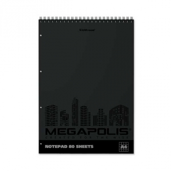 Блокнот А4 80л  на спирали ErichKrause MEGAPOLIS, в клетку, перфорация арт.49813
