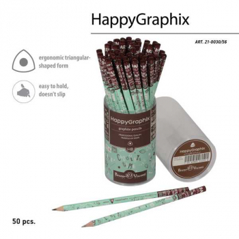 Карандаш Bruno Visconti HB ч/гр. HappyGraphix. Кофемания.Мятный капучино, трехгранный арт.21-0030/56