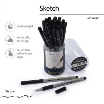 Ручка капиллярная Bruno Visconti Sketch. Fineliner 0,4мм, с грипом, черная арт.36-0001