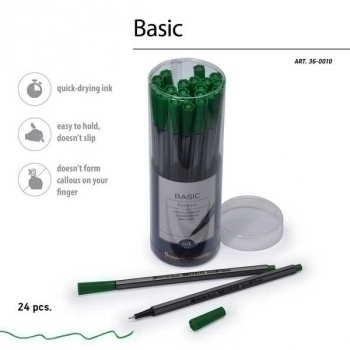 Ручка капиллярная Bruno Visconti Basic. Fineliner, 0.4мм, зеленая арт.36-0010