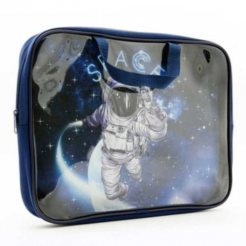 Папка А4 с ручками, на молнии, 350х265х45мм, ткань, пластик арт.ПМД 2-83 Привет из космоса