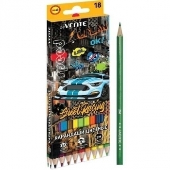 Карандаши deVENTE 18цв Street Racing 2М, шестигранные, в картонной уп. арт.5023106