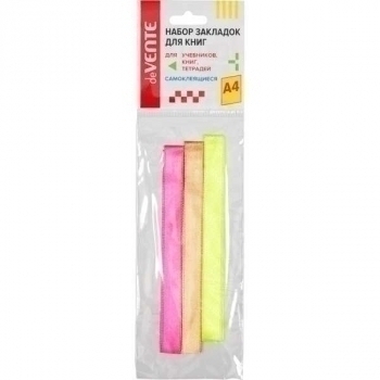 Закладки-ляссе deVENTE А4 (3 ленты 12х400 мм) Neon  самоклеящиеся  арт. 8065915