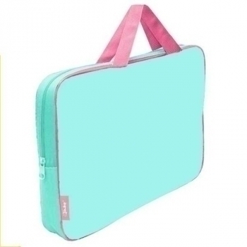 Папка А4 с ручками, на молнии, 350х265х45мм, ткань арт.ПМД 2-42 мятно-пурпурно-розовая