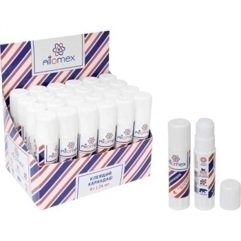 Клей-карандаш Attomex 08 г., PVA основа, в картонном дисплее, арт. 4042030