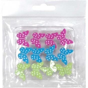 Кнопки канцелярские силовые deVENTE Butterfly, в форме бабочек, 12 шт. в наборе, арт.4132101