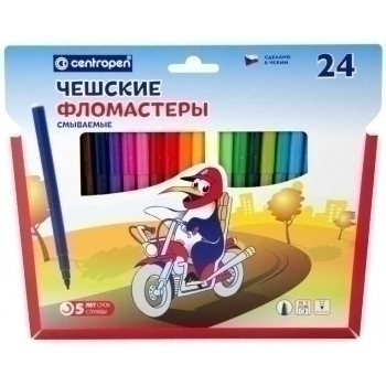 Фломастеры 24 цв. ПИНГВИНЫ (смываемые) в карт.уп.  арт.7790 2486