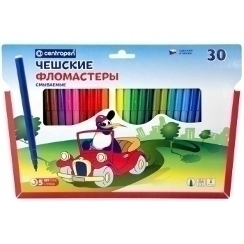 Фломастеры 30 цв. ПИНГВИНЫ (смываемые) в карт.уп.  арт.7790 3086