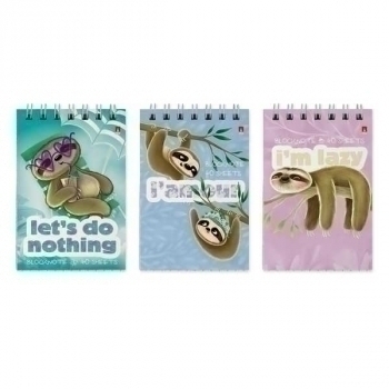 Блокнот А7 40л на гребне  Карибские ленивцы в клетку, ассорти 5 видов арт.3-40-554